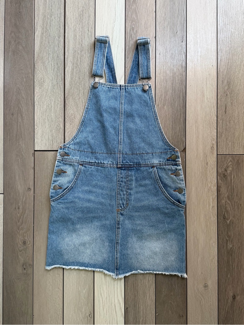Billabong x Sincerely Jules "Fade Away" Denim Overall Skirt Dress.